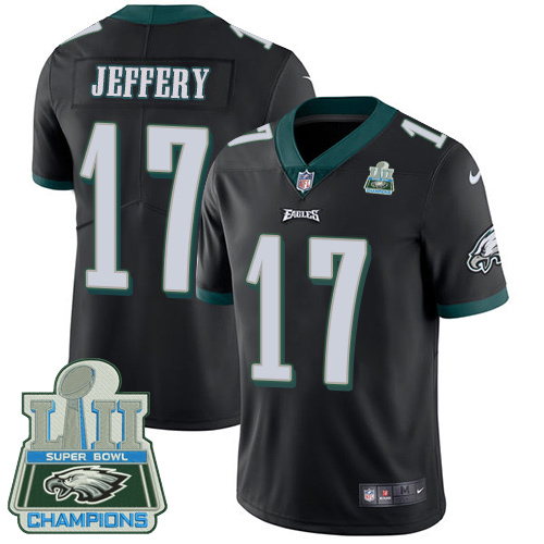Nike Eagles #17 Alshon Jeffery Black Alternate Super Bowl LII Champions Youth Stitched NFL Vapor Untouchable Limited Jersey